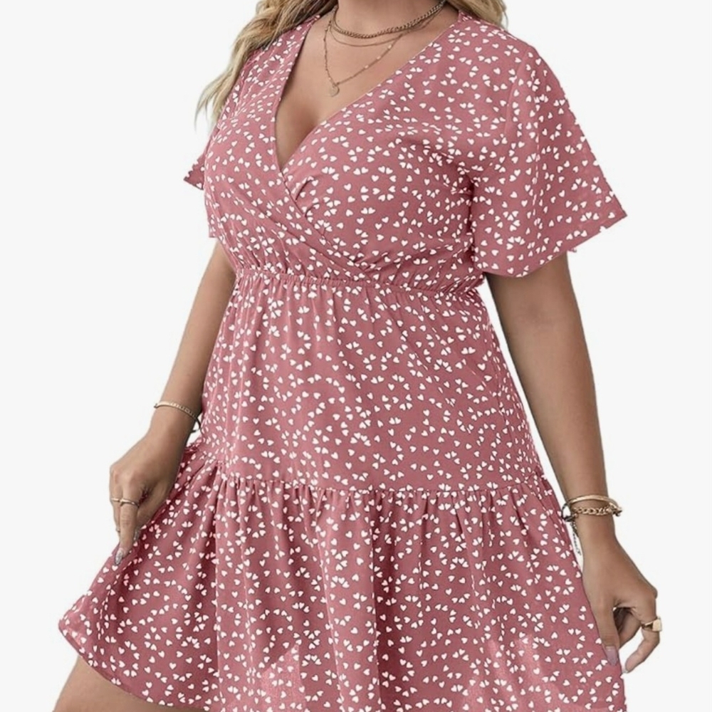 Pink Heart Print Dress